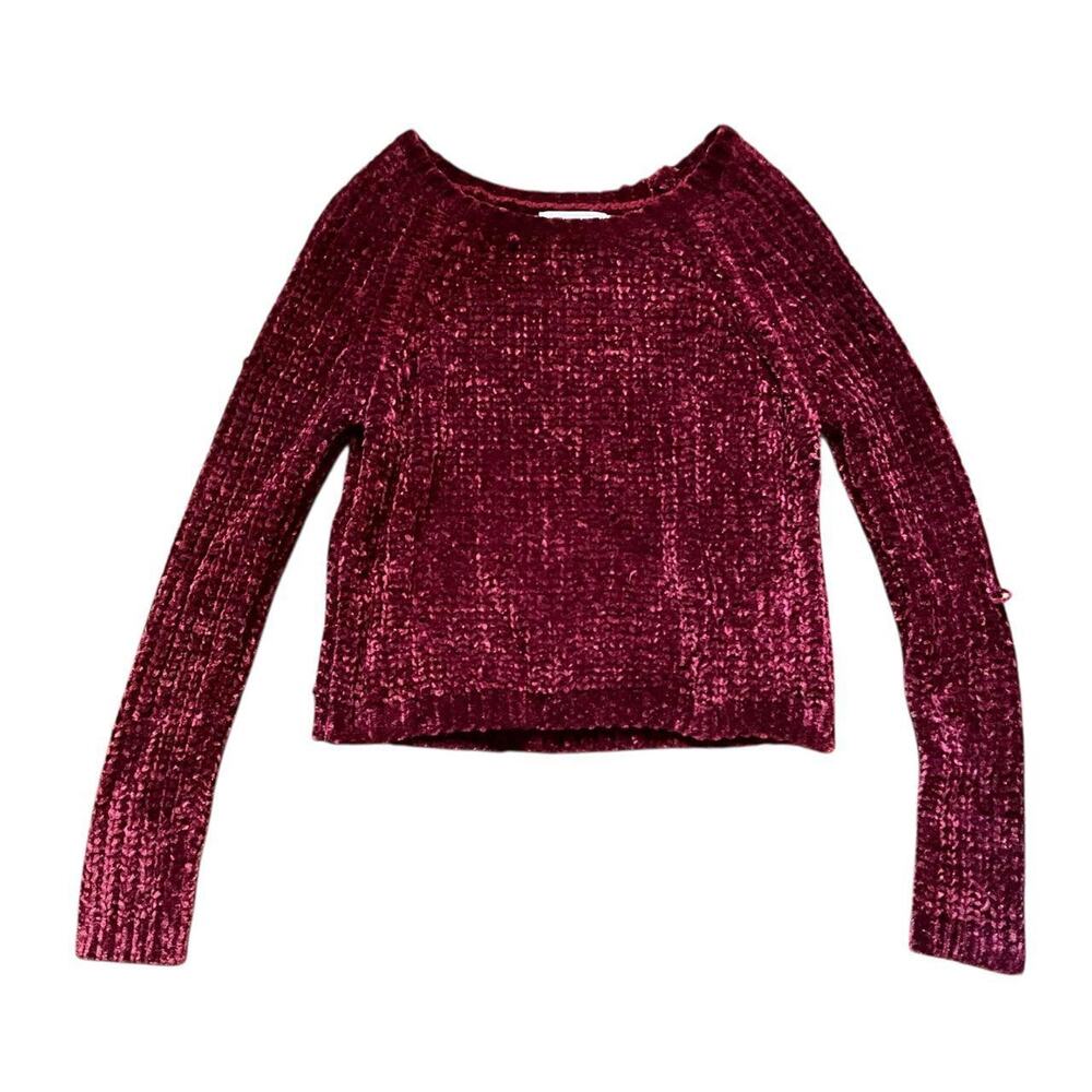 Adam Levine Burgundy Velvet Sweater Blouse: Modern